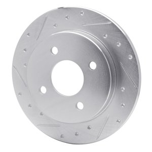 Ford Focus Brake Rotor (1) - Rear Left - R1 Concepts - Drilled & Slotted - Silver - `01-`19